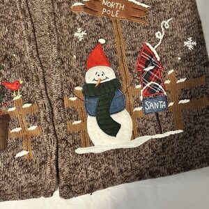 Vintag Bobbie Brooks Sweater Vest Sz XL 14/16 Winter Snowman Cardinal North Pole